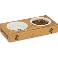 Relaxdays Futterstation Hunde/Katzen braun 44,5 x 14,0 x 5,5