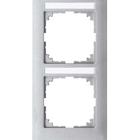Merten Rahmen 2fach mit Beschriftungsträger, senkrechte Montage, aluminium