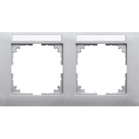 Merten Rahmen 2fach mit Beschriftungsträger, waagerechte Montage, aluminium
