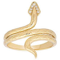 Cai Fingerring CAÏ "925 Silber vergoldet Schlange mit Zirkonia"