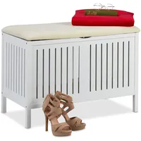 Relaxdays Sitzbank mit Stauraum, gepolstert, 80 l Staufach, Landhausstil,