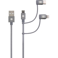 SKROSS USB Kabel 3in1 Cable, Braiding, 0.30m space gray
