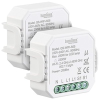 Luminea Home Control 2er-Set WLAN-Unterputz-Lichtschalter, App, für Siri, Alexa&Google