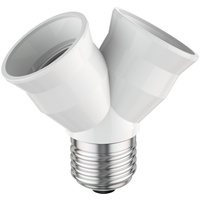 Ledscom.de E27 Sockel, 2-fach Splitter-Adapter, weiß