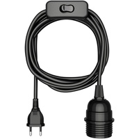 Ledscom.de Kabel LEKA, Stecker, Schalter, schwarz, 3 m, Lampen-Fassung,