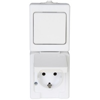 Kopp 130102009 Aufputz-Feuchtraum Aus/Wechselschalter-Steckdosenkombination, IP44, Standard