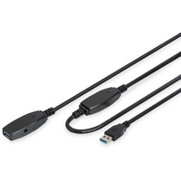 Digitus USB 3.0 aktives Verlängerungskabel 15m Typ-A St./Bu. schwarz