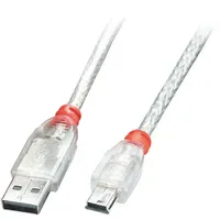 Lindy USB 2.0 USB-A Stecker, USB-Mini-B Stecker 0.50m Transparent