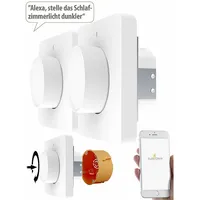 Luminea Home Control 2er-Set WLAN-Unterputz-Lichtschalter mit Dreh- & Drück-Funktion,