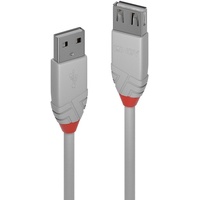 LINDY USB 2.0 USB-A Stecker, USB-A Buchse 0.20m Grau