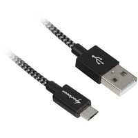 Sharkoon USB 2.0 Kabel USB-A Stecker Micro-USB schwarz/grau, 1