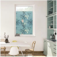 Lichtblick Fensterfolie selbstklebend, Sichtschutz, Aqua Floral - blau B/L: