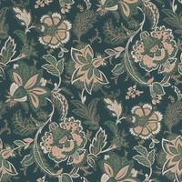 Rasch Textil Rasch Tapete 711424-Vliestapete mit Blumenmuster in Dunkelgrün