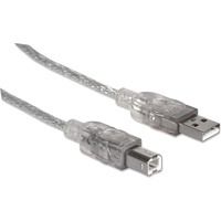 Manhattan USB-Kabel USB 2.0 USB-A Stecker, USB-B Stecker Silber