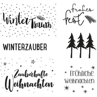 Rayher Clear Stamps Weihnachtsgrüße, 6 Motive, klar, transparente Stempel,