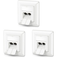 DeleyCON 3x CAT6a Netzwerkdose 2x RJ45 Buchse Geschirmt Unterputz