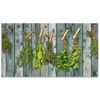 ARTland Küchenrückwand »Kräuter mit Holzoptik«, (1 tlg.), Alu Spritzschutz