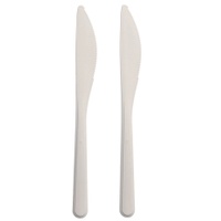 Papstar Messer, Bio-PP, weiß, Wiederverwendbare Messer aus recyclebaren Material,