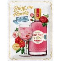 Nostalgic-Art Blechschild Open Bar – Pink Gin Flowers –