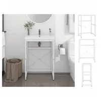 VidaXL Badezimmer Waschtischgestell Weiß 59x38x83 cm Eisen