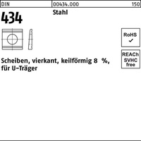 Industrial Quality Supplies DIN 434 Keilscheibe vierkant Stahl 13,5mm