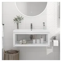 VidaXL Badezimmer Wand-Waschtischgestell Weiß 79x38x31 cm Eisen