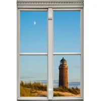 Queence Wandsticker QUEENCE "Leuchtturm", blau, B:40cm H:60cm T:0,1cm, Wandtattoos,