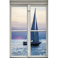 Queence Wandsticker QUEENCE "Segelschiff", blau, B:40cm H:60cm T:0,1cm, Wandtattoos,