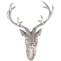 Lex Hirschgeweih Silber Optik 10 Ender 40x30 cm Hirschkopf