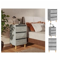 VidaXL Nachttisch mit Massivholz-Beinen Betongrau 40x35x69 cm