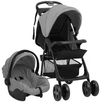 VidaXL 3-in-1 Kinderwagen hellgrau und schwarz 10389