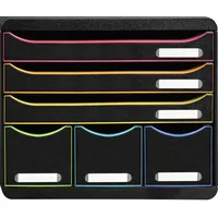 Exacompta 306914D Ablagebox Harlekin Querformat mit 6 Schubladen Schwarz/Harlekin
