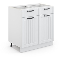 Vicco Küchenunterschrank Fame-Line Weiß Landhaus/Weiß 80 cm ohne Arbeitsplatte