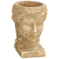 Dehner Terrakotta-Topf Kopf, ca. B22/H28/T18 cm, anterra, Hellgrau|Hellbraun