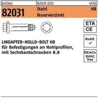 Lindapter ART 82031 LINDAPTER-Hollo-Bolt St./8.8 HB 08-Größe 1 feuerverzinkt