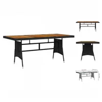 VidaXL Gartentisch Schwarz 160x70x72cm Poly Rattan & Massivholz Akazie