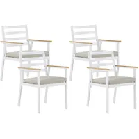 Beliani Gartenstuhl Set 4er Set Weiß Alumunium mit beigen