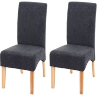 Mendler 2er-Set Esszimmerstuhl Latina, Küchenstuhl Stuhl, Stoff/Textil ~ hellgrau,