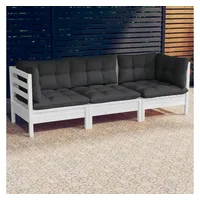 VidaXL 3-Sitzer-Gartensofa grau/weiß