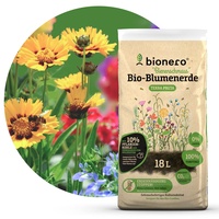 Bionero bionero® Bio-Blumenerde “Bienenschmaus” 18l, Pflanzerde torffrei, Gartenerde für