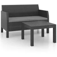 VidaXL 2-tlg. Garten-Lounge-Set mit Kissen PP Rattan Anthrazit