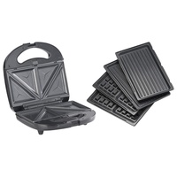 Rosenstein & Söhne 3in1-Sandwichmaker, Waffeleisen & Tischgrill, Anti-Haft, 800
