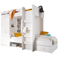 Begabino Hochbett »MAXI«, mit 2 Liegeflächen, Kleiderschrank und Regalen