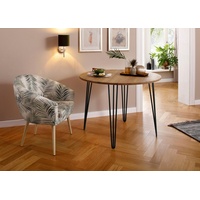Home Affaire Esstisch »Hairpin«, aus massiver Eiche, mit Metallbeinen,