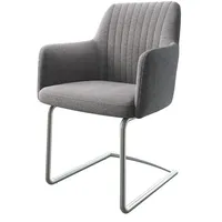 DeLife Freischwinger Greg-Flex Strukturstoff Hellgrau Freischwinger rund Edelstahl Taschenfederkern,