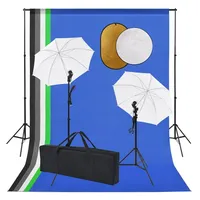 VidaXL Fotostudio-Set mit Lampen, Schirmen, Hintergrund, Reflektor