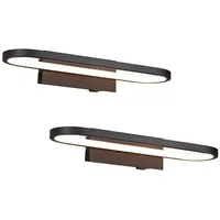 MeineWunschleuchte 2er Set Moderne Badezimmer Wandleuchten mit Schalter, Schwarz,