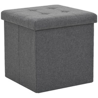 VidaXL Hocker mit Stauraum Dunkelgrau Leinenoptik vidaXL