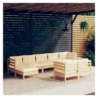 VidaXL Modell 19 Loungeset mit Creme Kissen braun