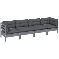 VidaXL 4-tlg. Garten-Lounge-Set mit Kissen Kiefer Massivholz